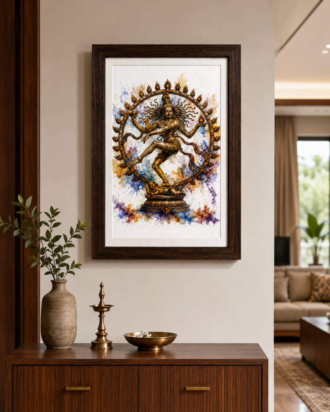 Lord Nataraja Framed Digital Painting – 18 x 12 Inches