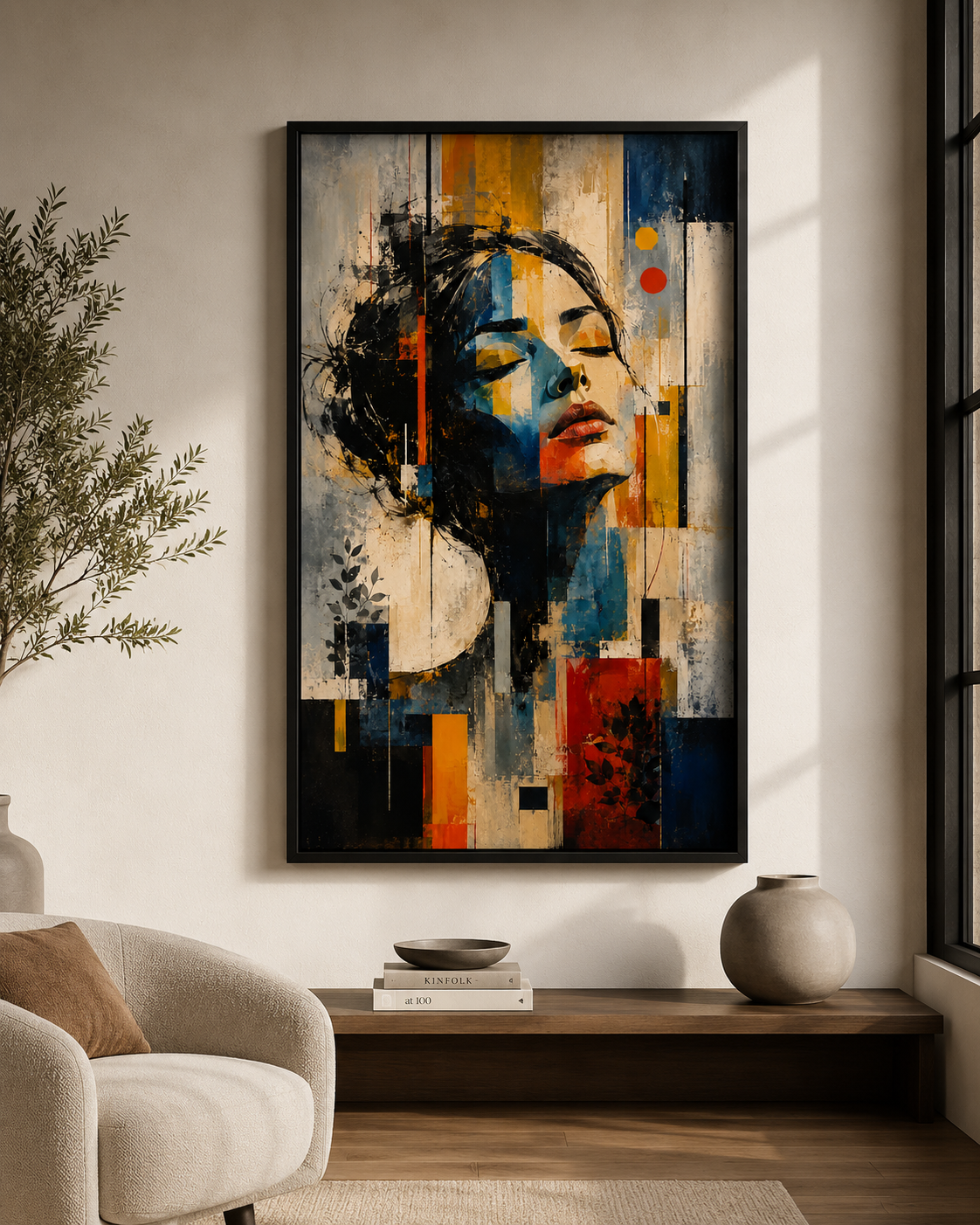 Modern Art Framed Digital Painting – 18 x 12 Inches